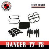 Matt Black Cover Headlight Tail Gas Door Handle for Ford Ranger PX 2 2015-2020